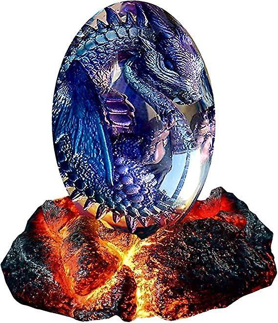 Dragons Egg, Crystal Lava Dragon Egg with Luminous Base, Handmade Sculpture Dragon Eggs Resin Orname V1263-JX-3326