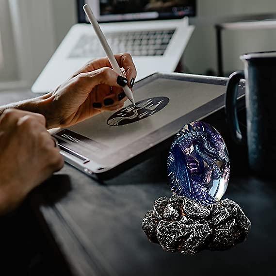 Dragons Egg, Crystal Lava Dragon Egg with Luminous Base, Handmade Sculpture Dragon Eggs Resin Orname V1263-JX-3326