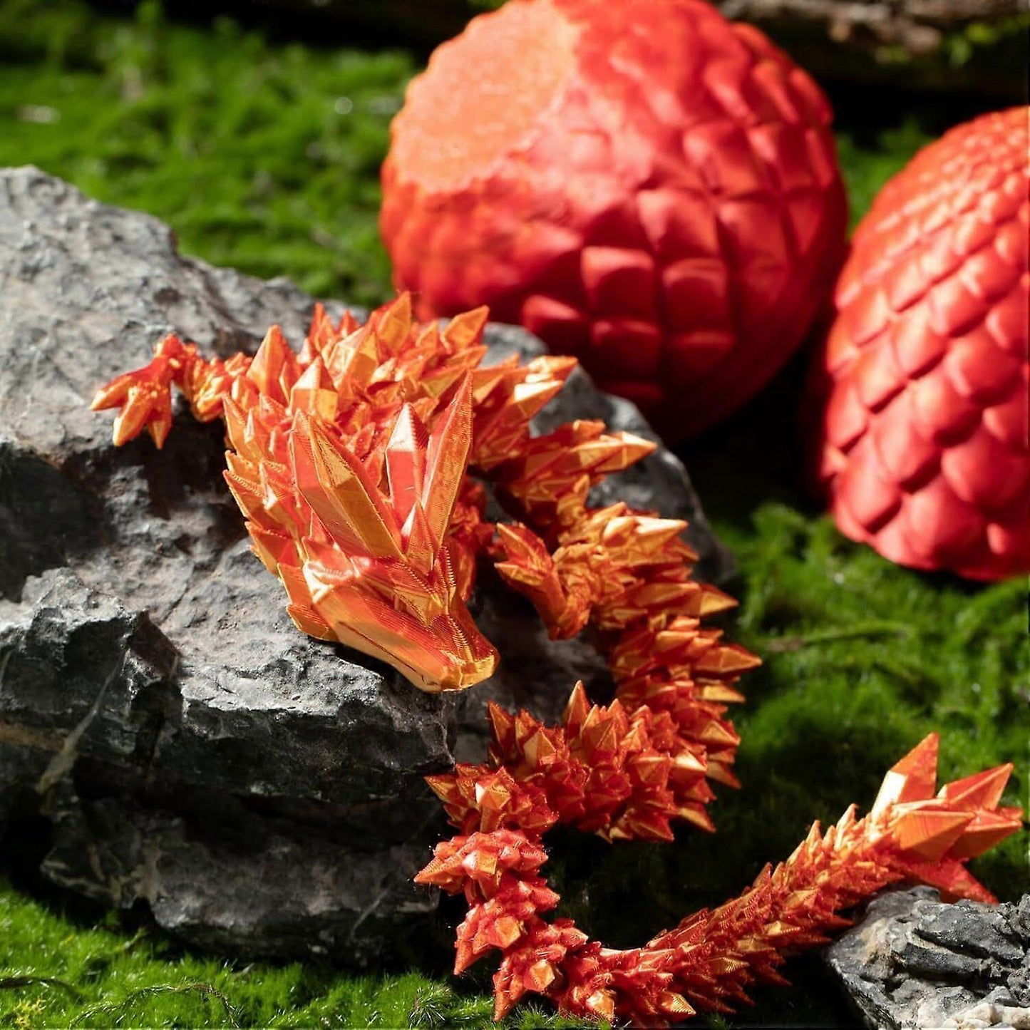 3D Printed Dragon in Egg, Full Articulated Dragon Crystal Dragon with Dragon Egg V1263-JX-3329