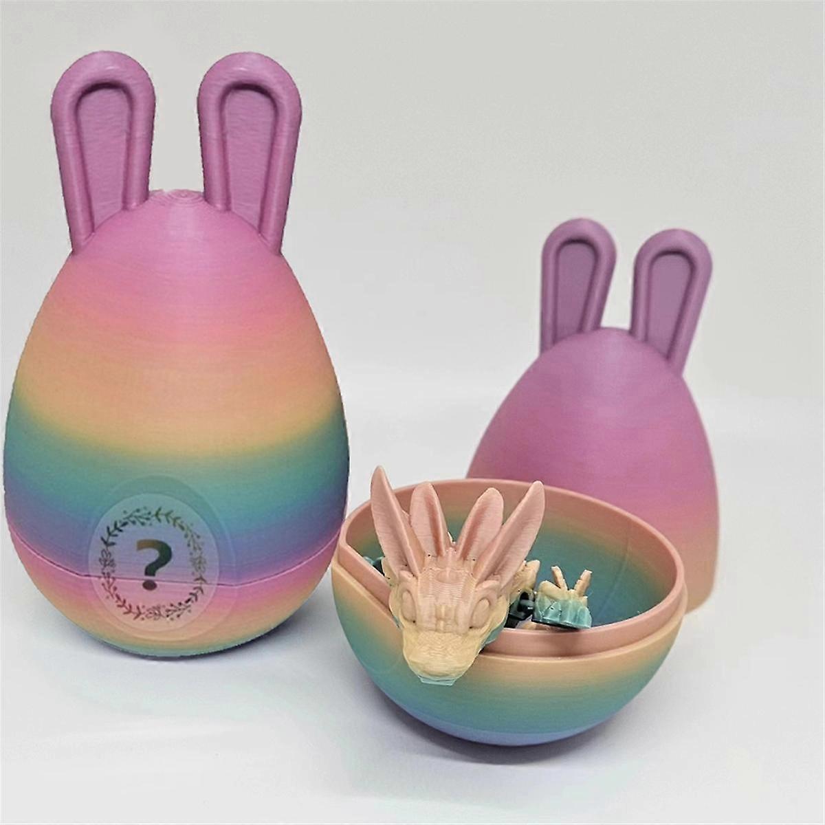 A Easter Bunny Ear Eggs with Dragon, 3D Printed Dragon Egg,Crystal Dragon ,Full Articulated Dragon in Egg V1263-JX-3333
