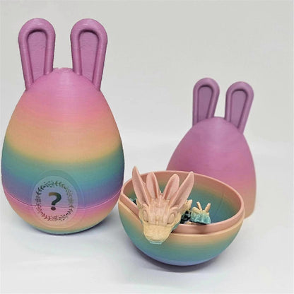 A Easter Bunny Ear Eggs with Dragon, 3D Printed Dragon Egg,Crystal Dragon ,Full Articulated Dragon in Egg V1263-JX-3333