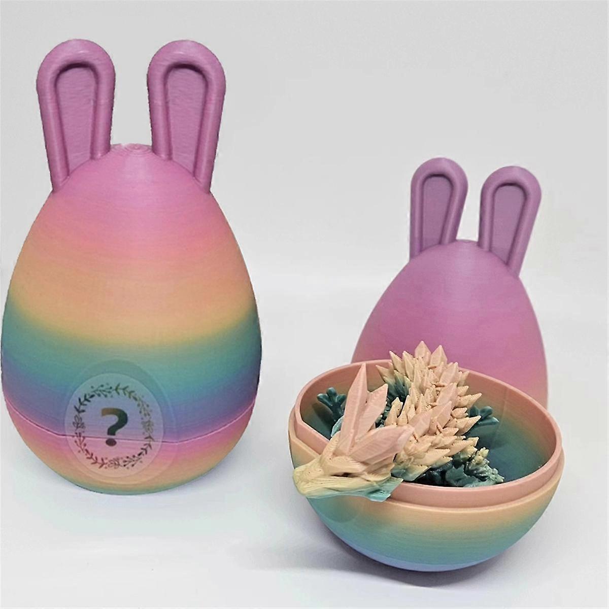 A Easter Bunny Ear Eggs with Dragon, 3D Printed Dragon Egg,Crystal Dragon ,Full Articulated Dragon in Egg V1263-JX-3333