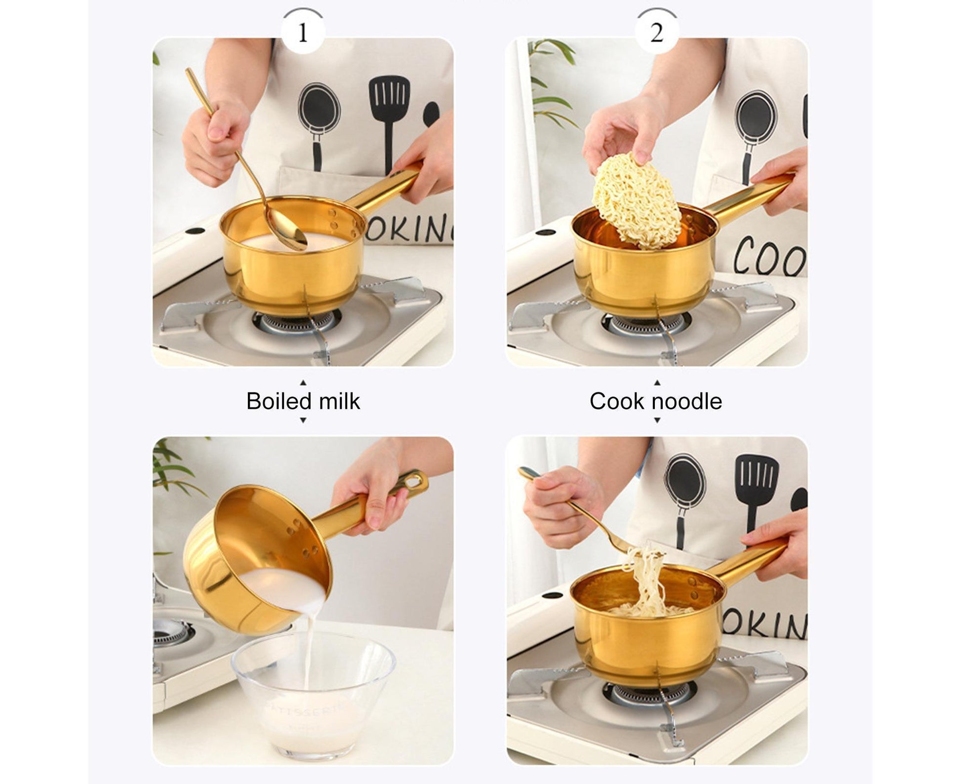 1L Water Scoop Anti-rust Stainless Steel Bathing Ladle-Golden V1263-JX-334