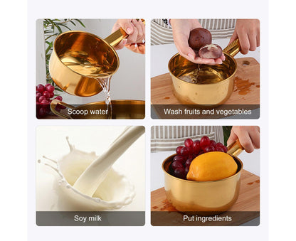 1L Water Scoop Anti-rust Stainless Steel Bathing Ladle-Golden V1263-JX-334