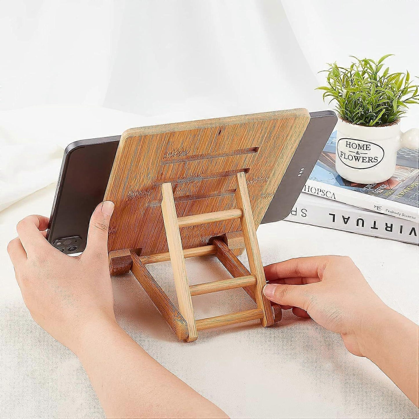 Bamboo Adjustable Foldable Tablet & Book Stand V1263-JX-3356