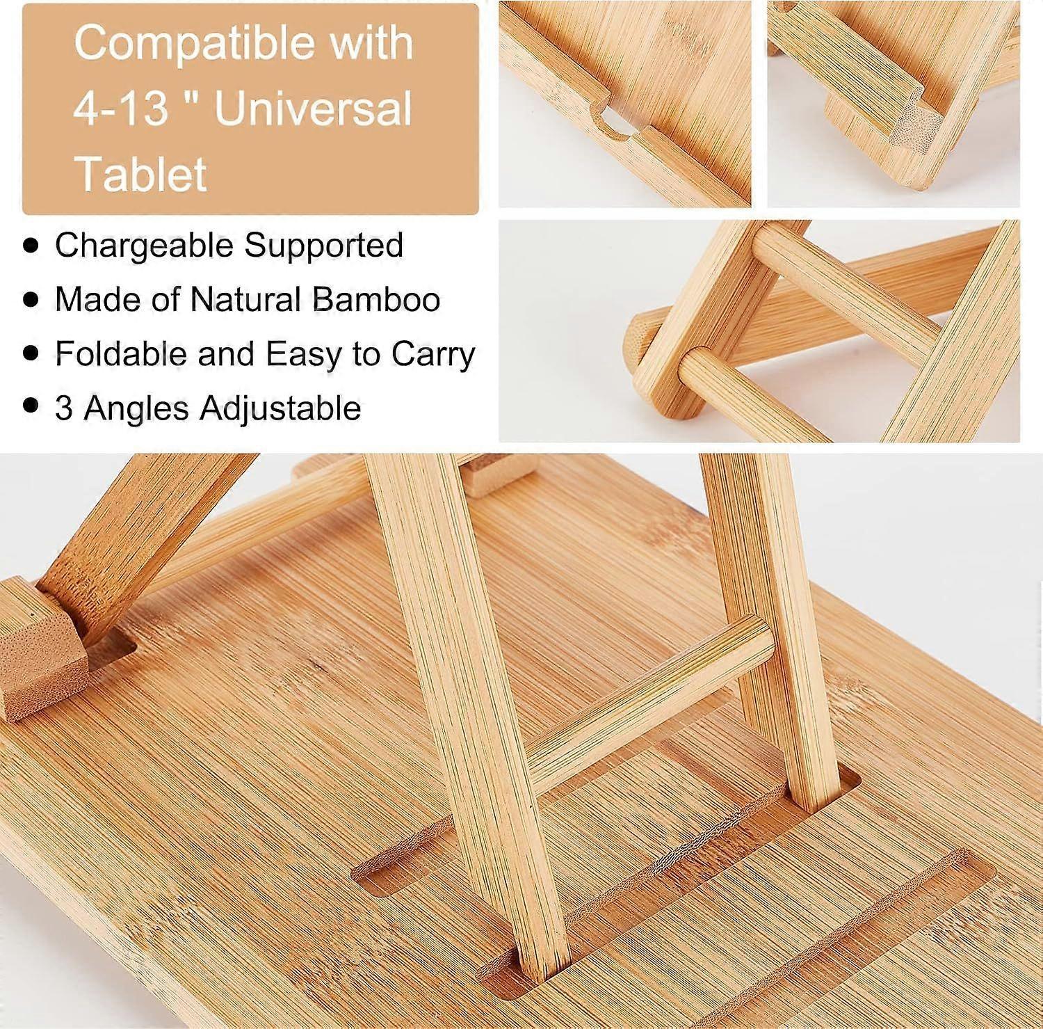 Bamboo Adjustable Foldable Tablet & Book Stand V1263-JX-3356
