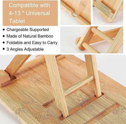 Bamboo Adjustable Foldable Tablet & Book Stand V1263-JX-3356