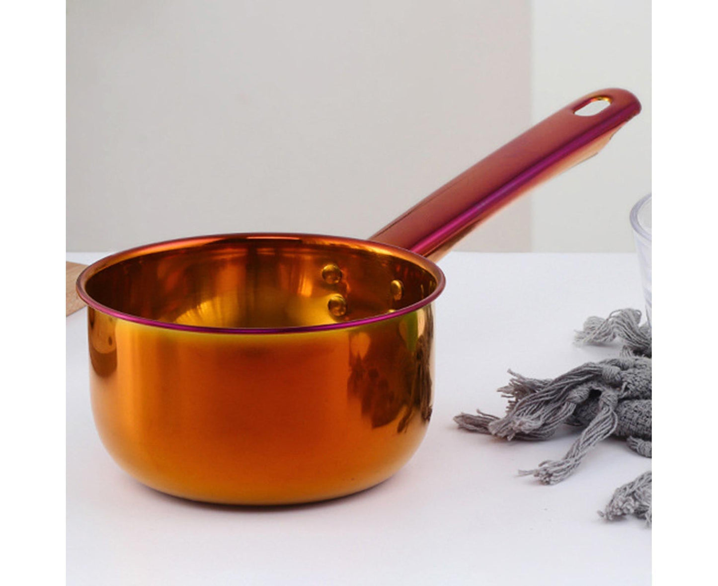 1L Water Scoop Anti-rust Stainless Steel Bathing Ladle-Multicolor Red V1263-JX-336