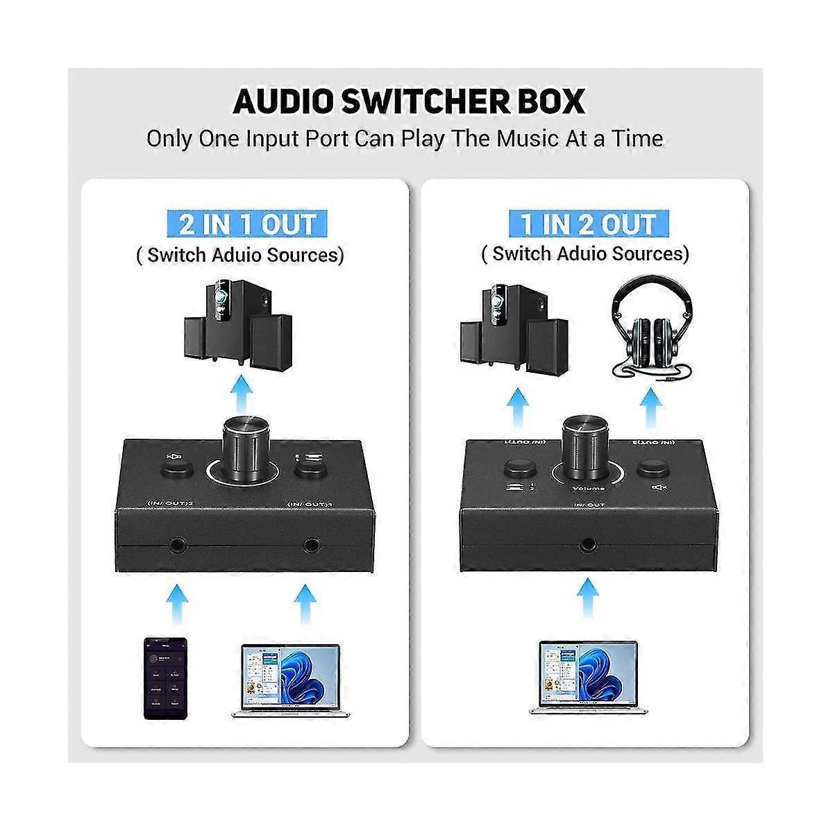 3.5mm Audio Switcher 2 In 1 Out / 1 In 2 Out V1263-JX-3362