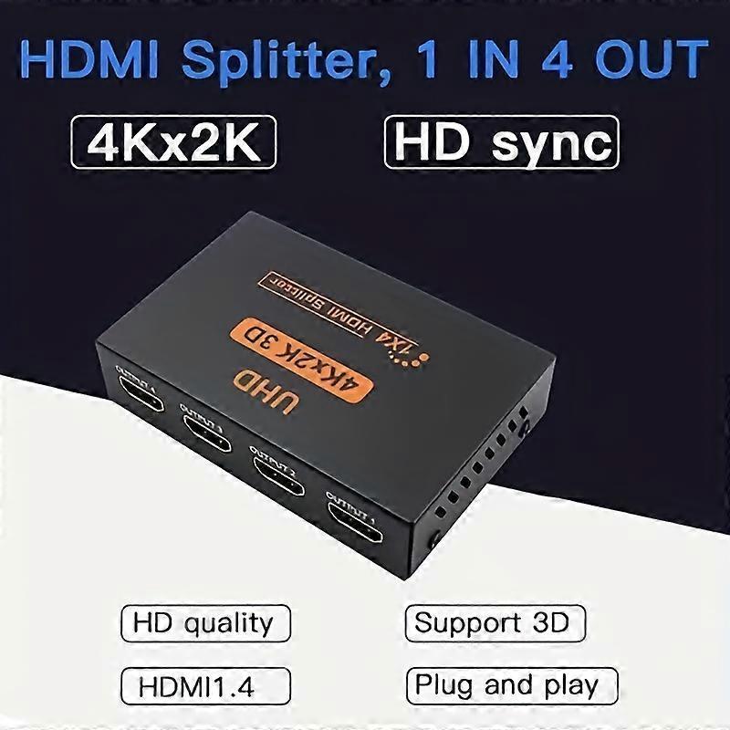 1 In 4 Out 4K HDMI Splitter with AC Adapter V1263-JX-3364
