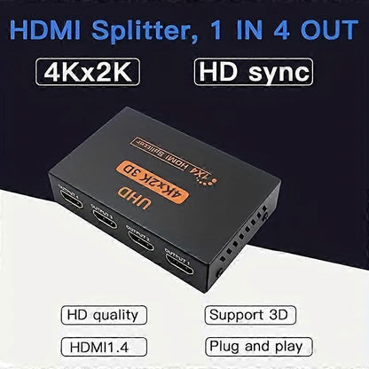 1 In 4 Out 4K HDMI Splitter with AC Adapter V1263-JX-3364