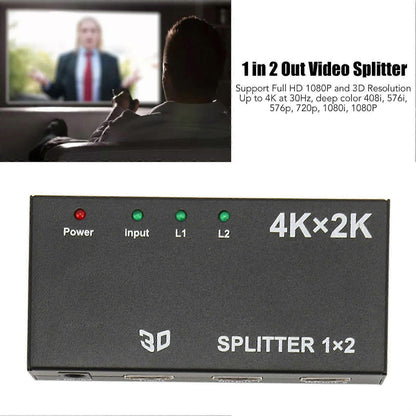 1 In 2 Out 4K HDMI Splitter with AC Adapter V1263-JX-3374