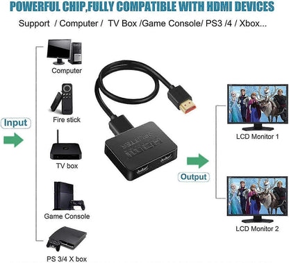 1 In 2 Out 4K HDMI Splitter for Dual Monitors V1263-JX-3375