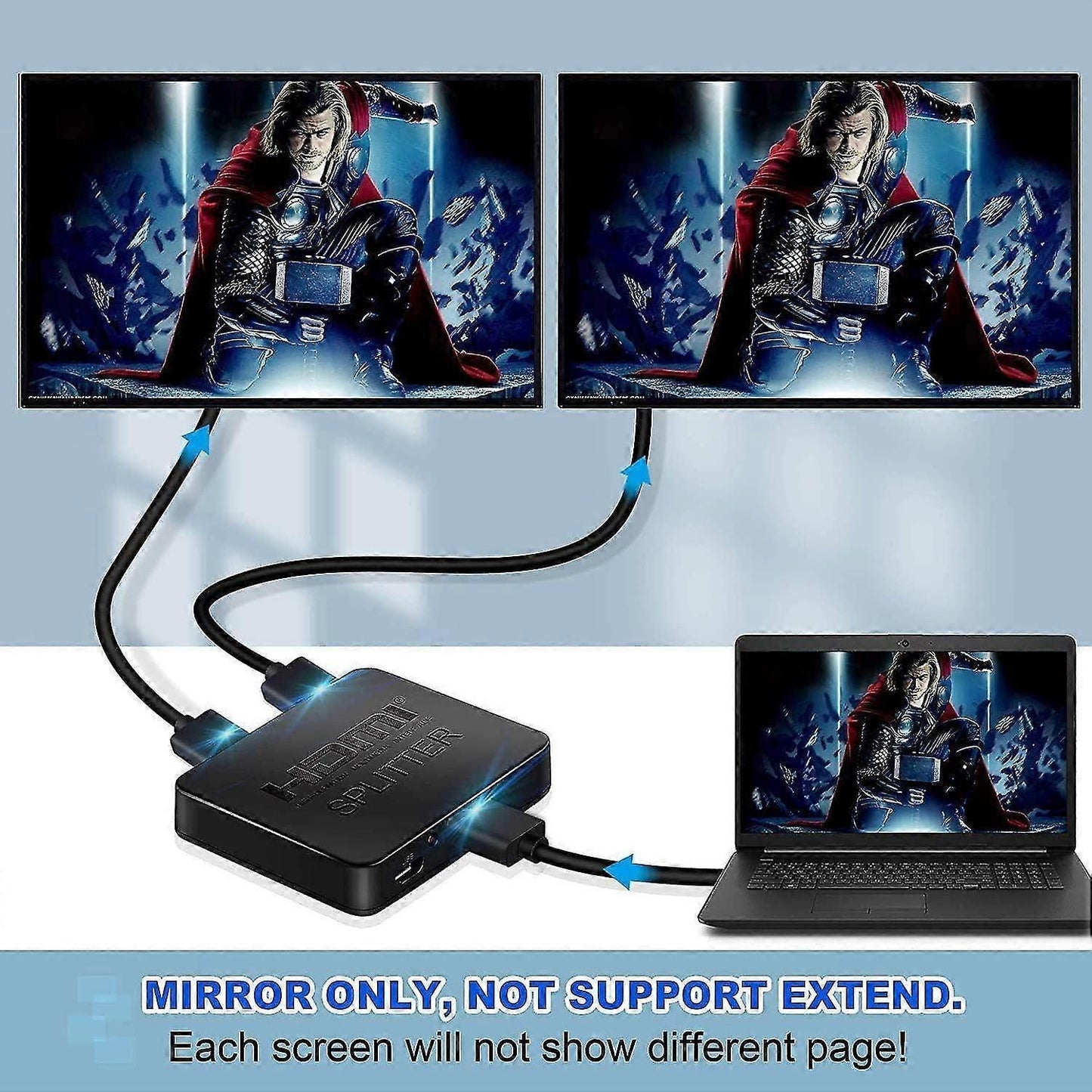1 In 2 Out 4K HDMI Splitter for Dual Monitors V1263-JX-3375
