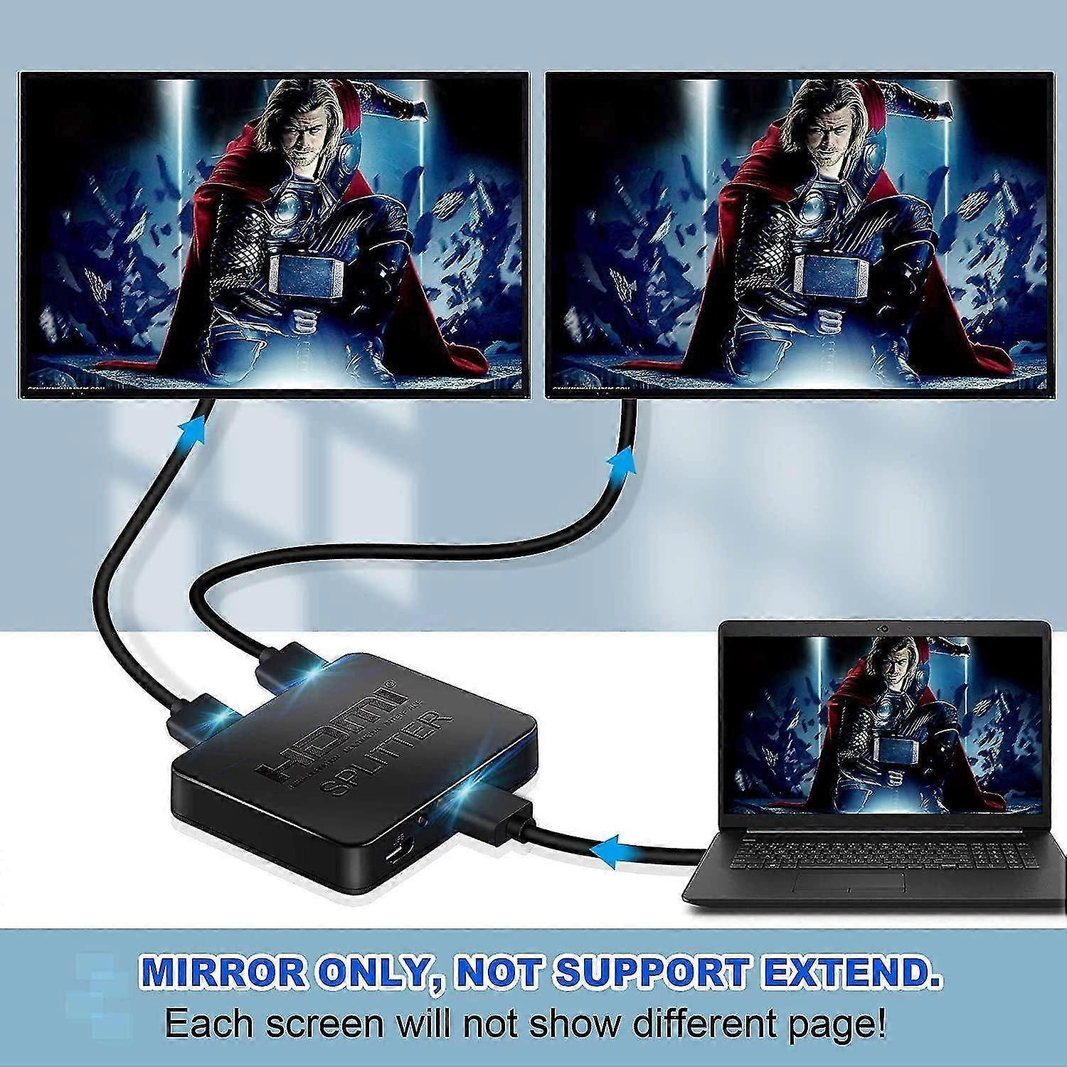 1 In 2 Out 4K HDMI Splitter for Dual Monitors V1263-JX-3375