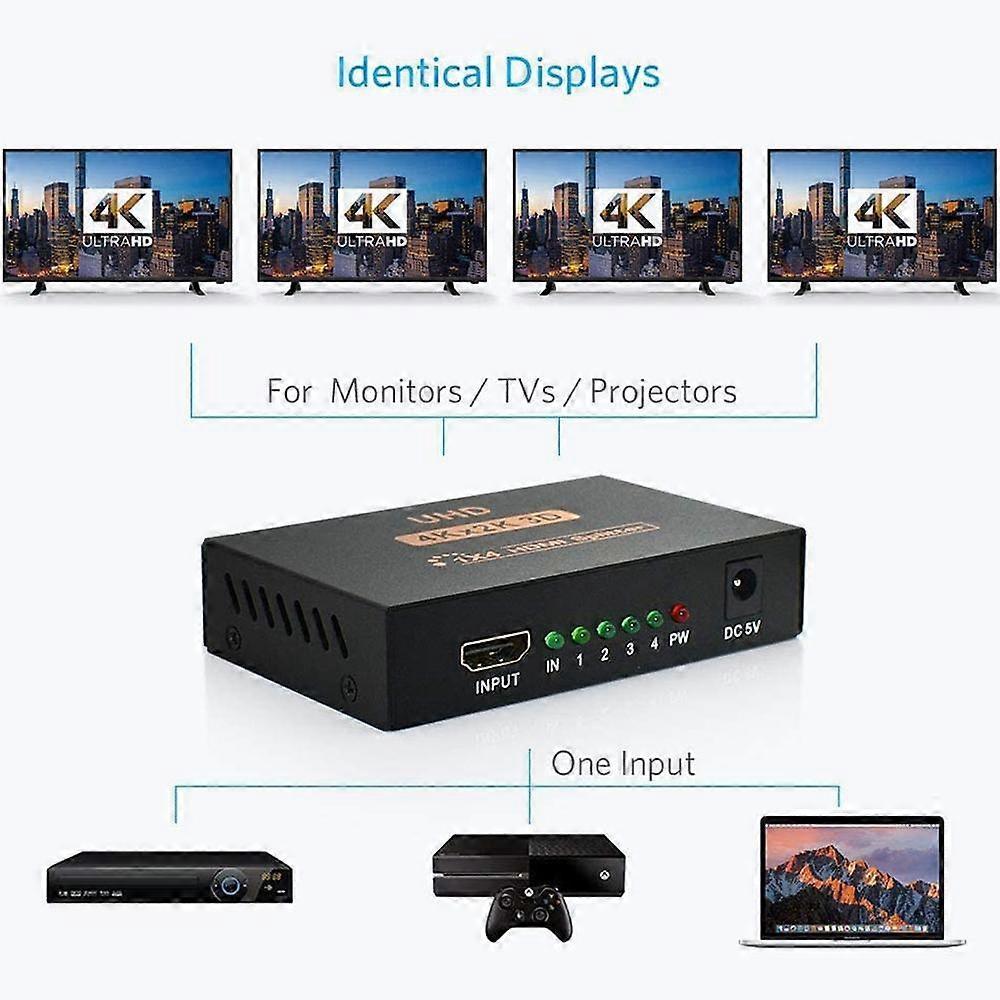 1 In 4 Out 4K HDMI Splitter for Monitor/TV/Computer Display V1263-JX-3376