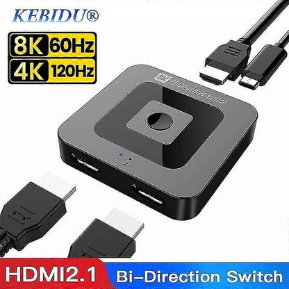 8K 60Hz / 4K 120Hz HDMI Switch 2.1 Bi-Directional 2 In 1 Out for PS4/5 TV Box V1263-JX-3377