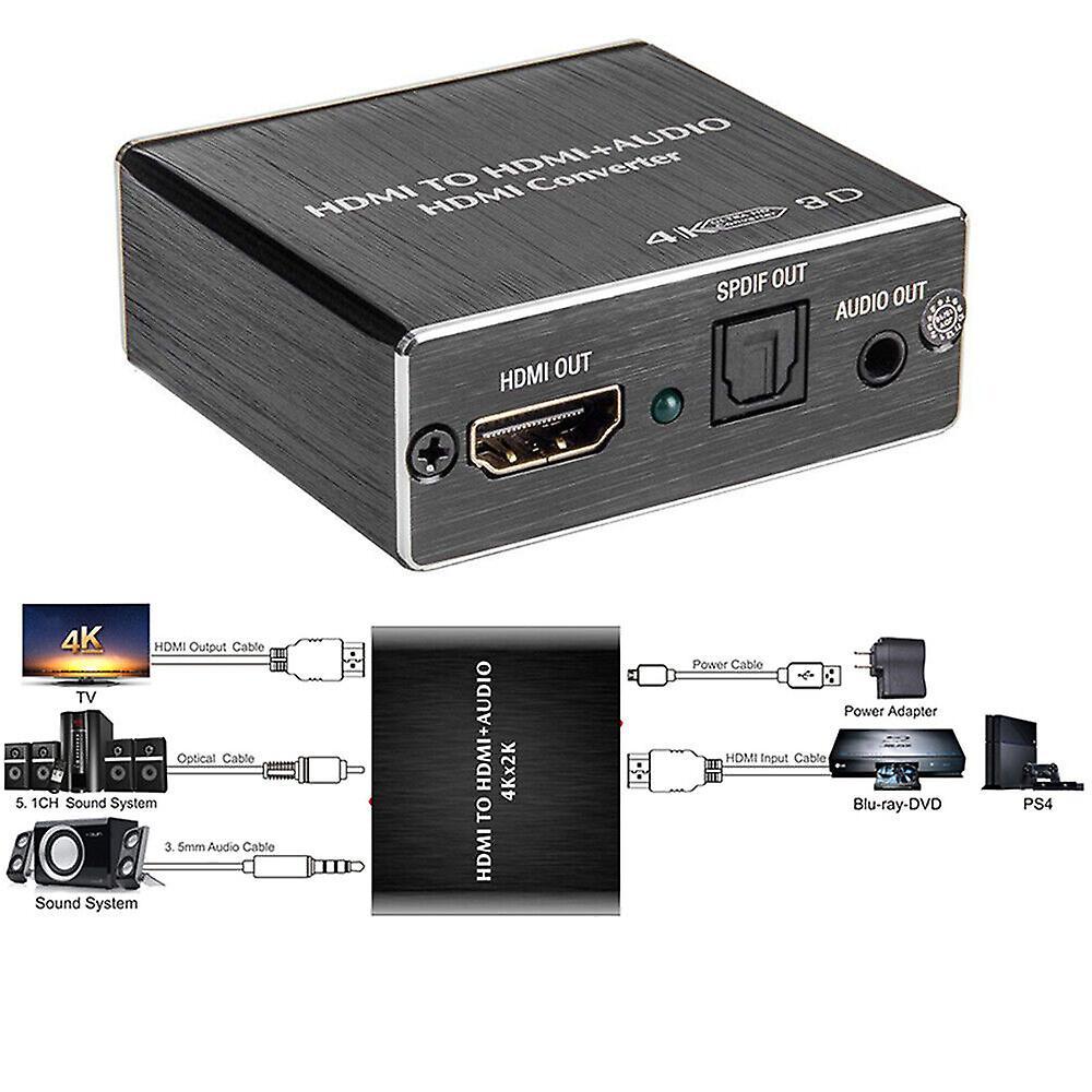 4K HDMI Audio Extractor Converter to HDMI + Optical SPDIF + 3.5mm V1263-JX-3379