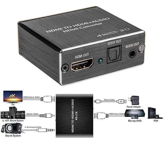 4K HDMI Audio Extractor Converter to HDMI + Optical SPDIF + 3.5mm V1263-JX-3379