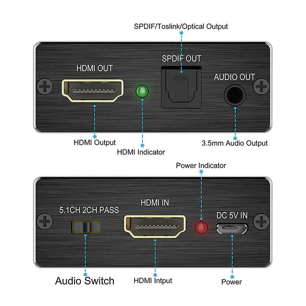 4K HDMI Audio Extractor Converter to HDMI + Optical SPDIF + 3.5mm V1263-JX-3379