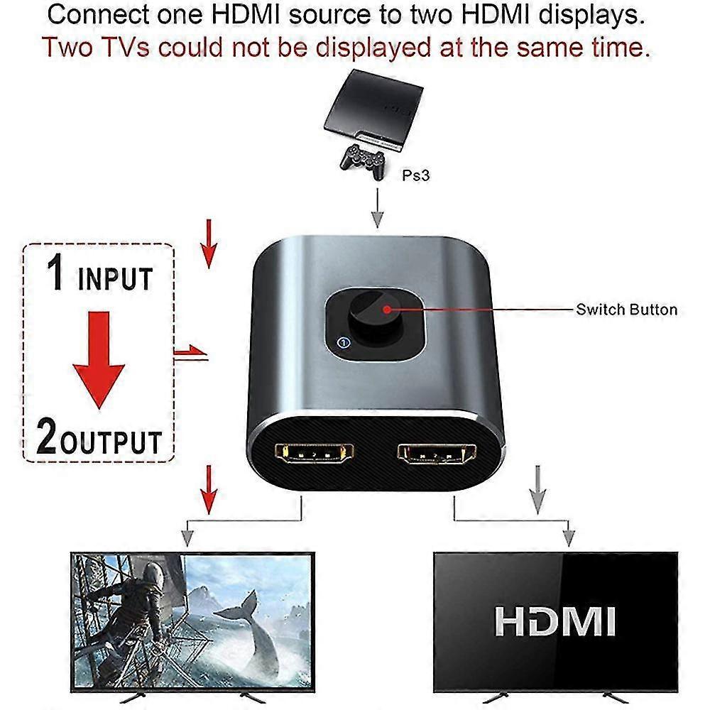 4K HDMI Switch Bi-Directional 2 In 1 Out No Power Required V1263-JX-3380
