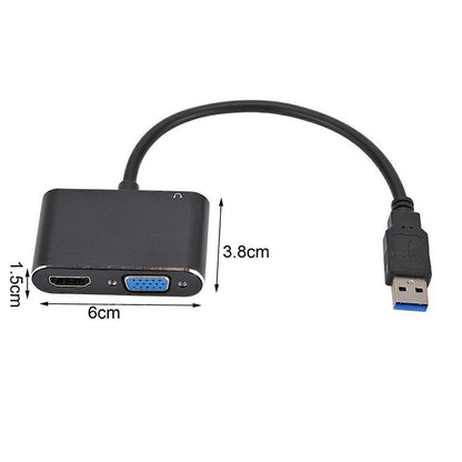 USB-C to HDMI/VGA Dual Monitor Adapter Plug & Play V1263-JX-3396
