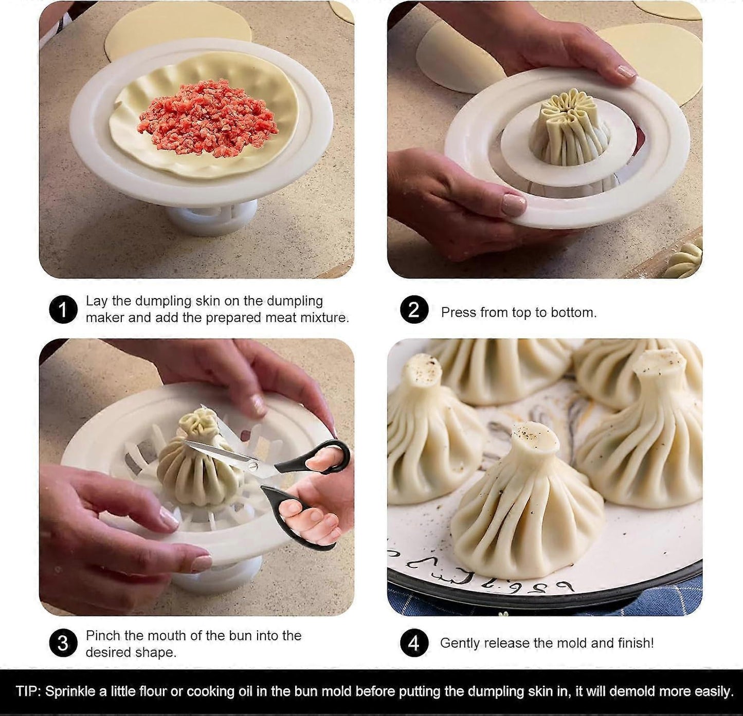 7" Baozi & Dumpling Maker Mold for Home Kitchen V1263-JX-3402