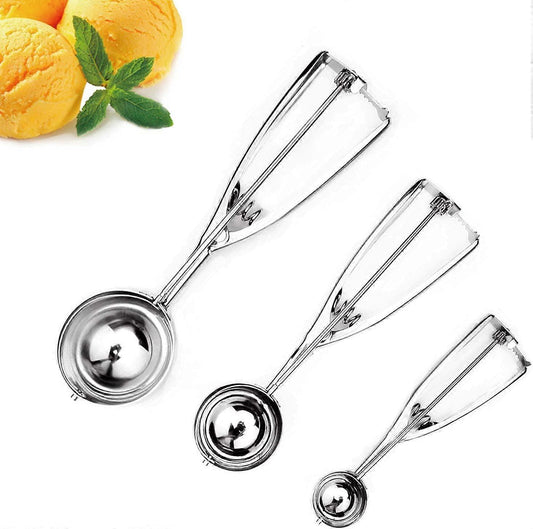 3 Pack Stainless Steel Ice Cream Scoops with Trigger Release V1263-JX-3408