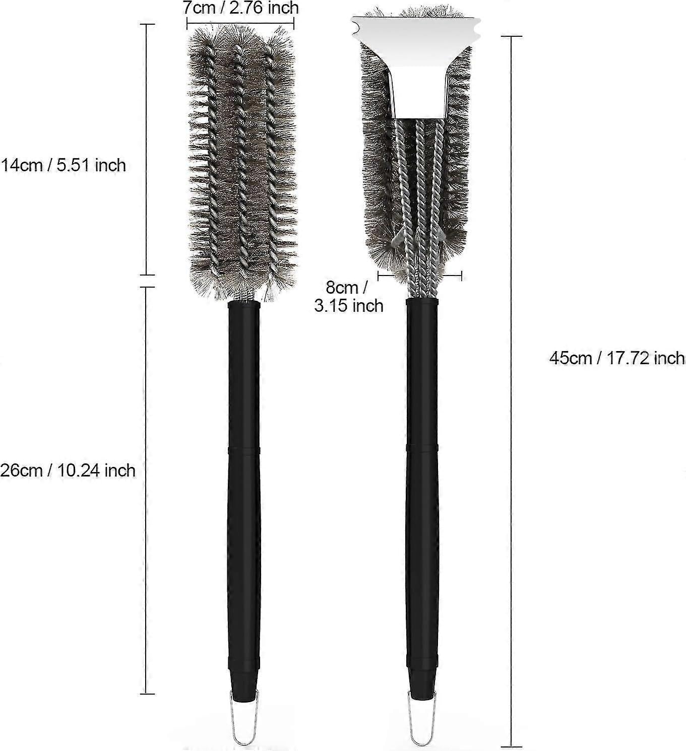 3-In-1 BBQ Grill Brush with Stainless Steel Bristles & Scraper - 45cm V1263-JX-3412