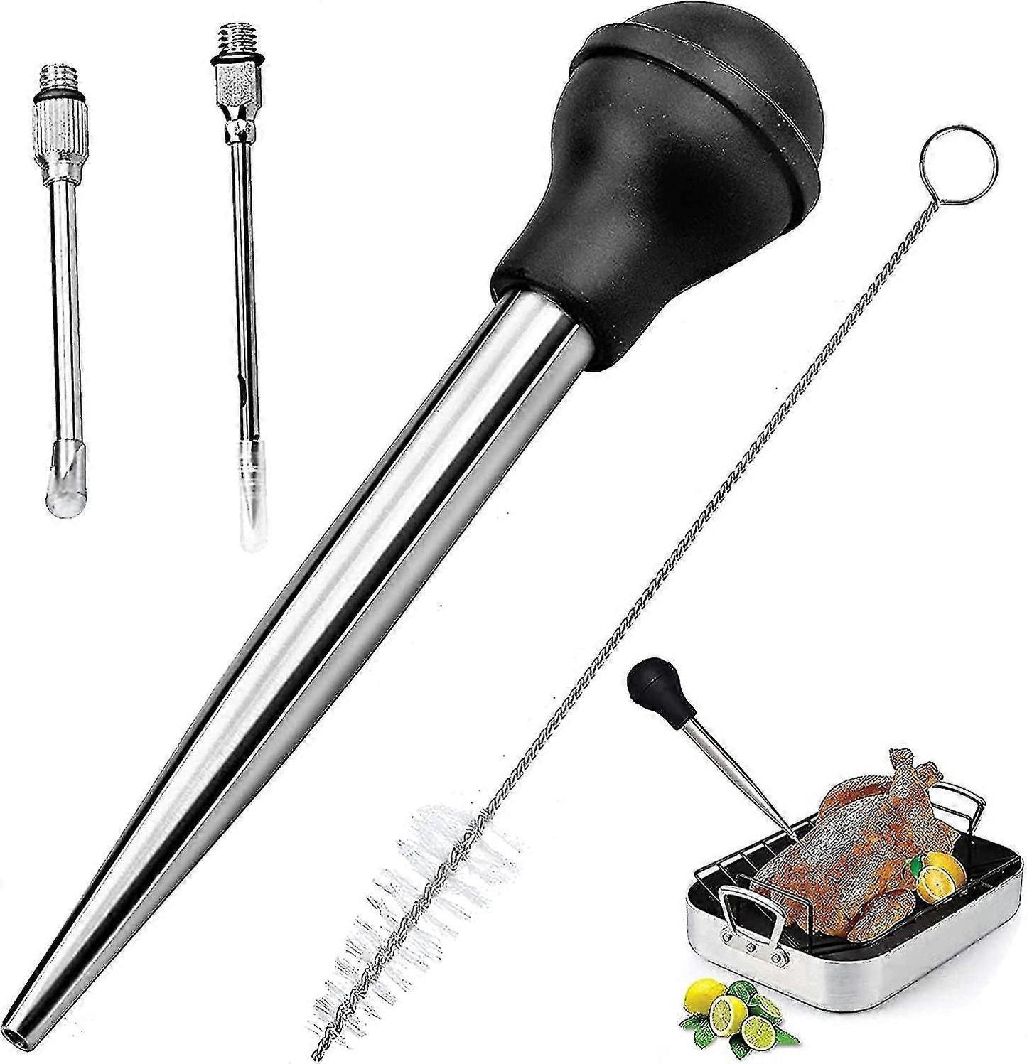 4pcs Stainless Steel Turkey Baster Syringe for Cooking V1263-JX-3418