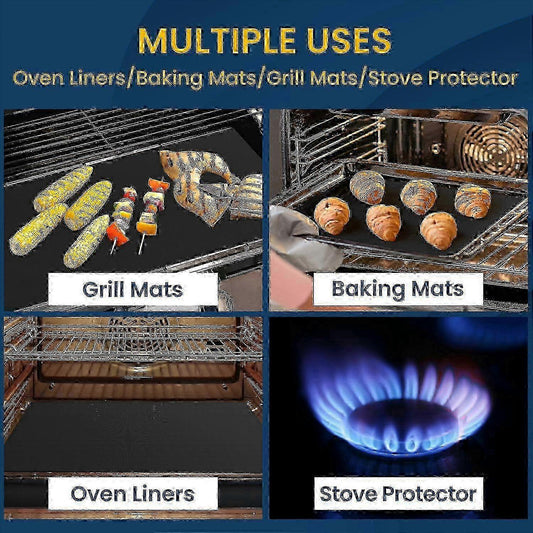 2-Pack Heavy-Duty Oven Mat - Reusable Teflon Stovetop & Grill Protector V1263-JX-3436