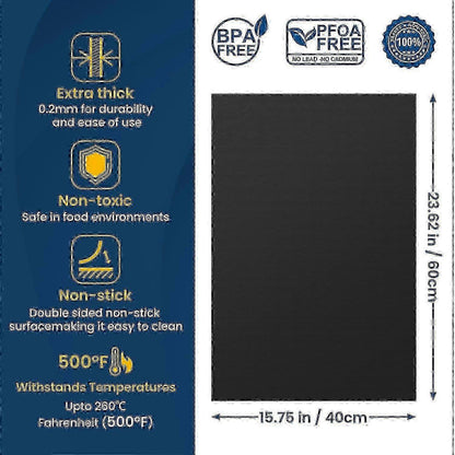 2-Pack Heavy-Duty Oven Mat - Reusable Teflon Stovetop & Grill Protector V1263-JX-3436