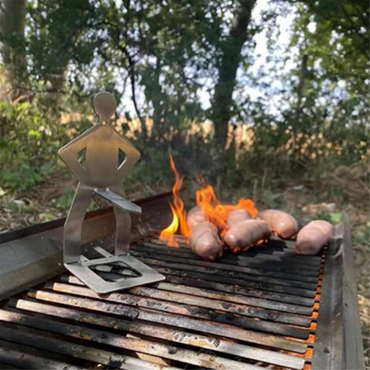 4PCS Funny BBQ Sausage Stand Holder - Portable Stainless Steel Roaster Rack V1263-JX-3440