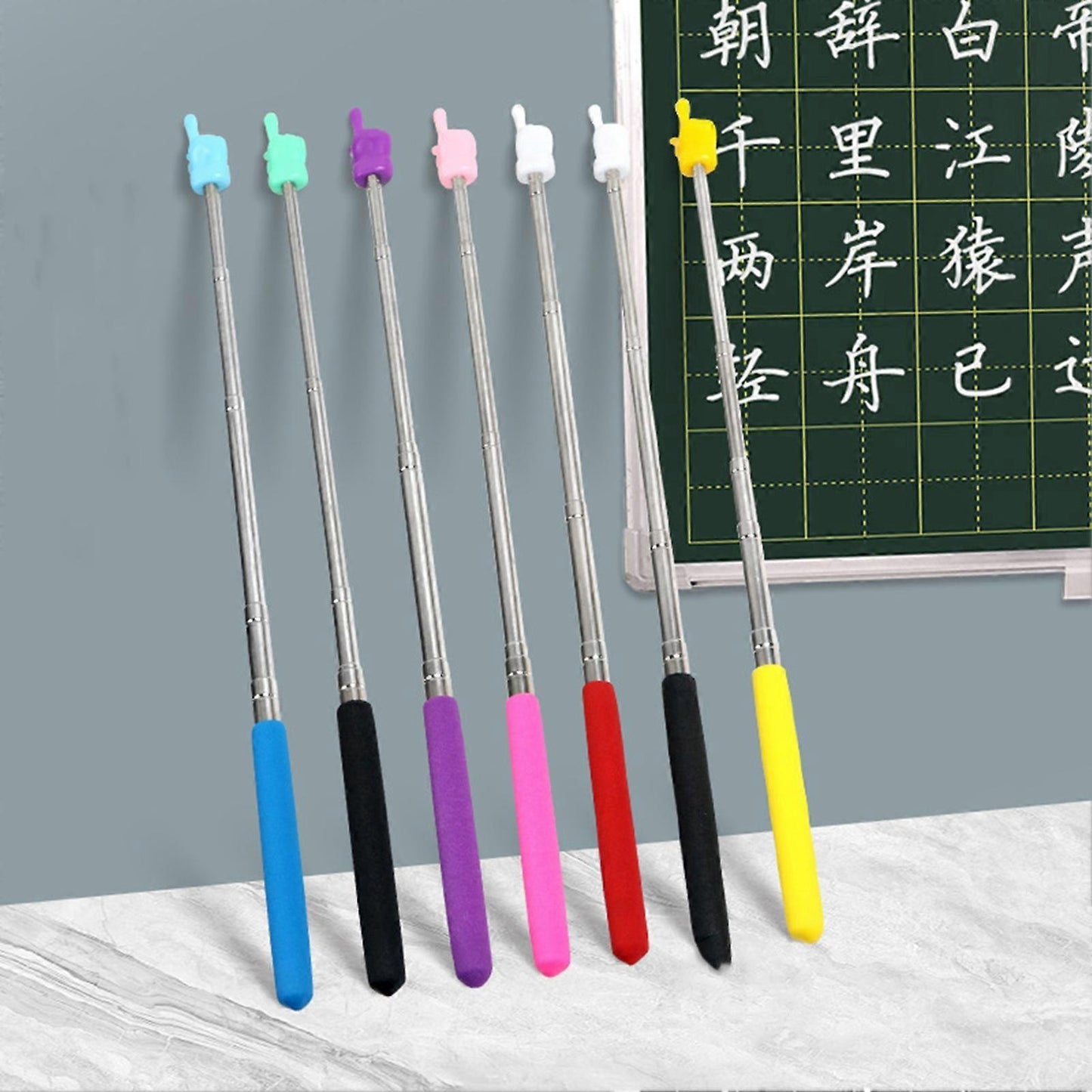 Retractable Teacher Pointer - Stainless Steel Telescopic Rod with Non-Slip Handle V1263-JX-3442