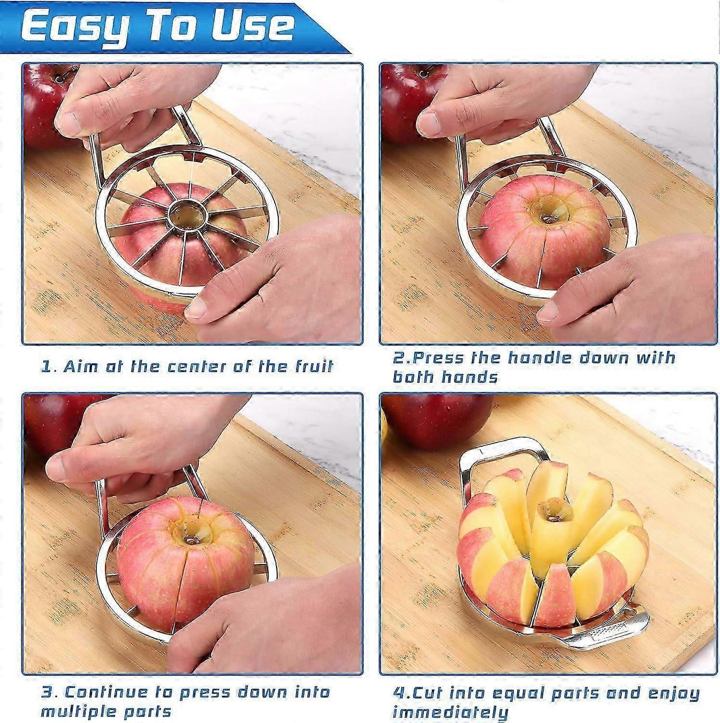 Stainless Steel Apple Cutter - 10-Wedge Slicer & Corer V1263-JX-3448