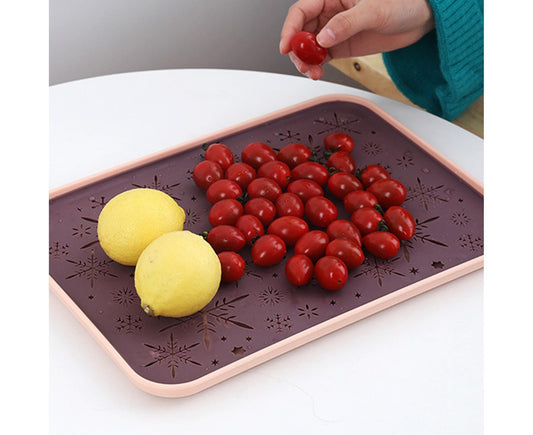 Storage Tray Eco-friendly Hollow Pattern Plastic Rectangular Dessert Tray Supplies for Home-Purple L V1263-JX-345