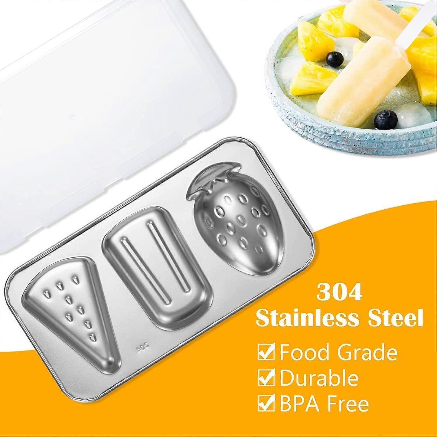 Stainless Steel Popsicle Molds - BPA-Free Reusable Set with Sticks & Lids V1263-JX-3453