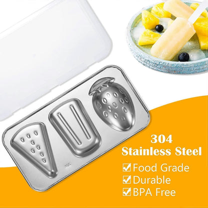Stainless Steel Popsicle Molds - BPA-Free Reusable Set with Sticks & Lids V1263-JX-3453