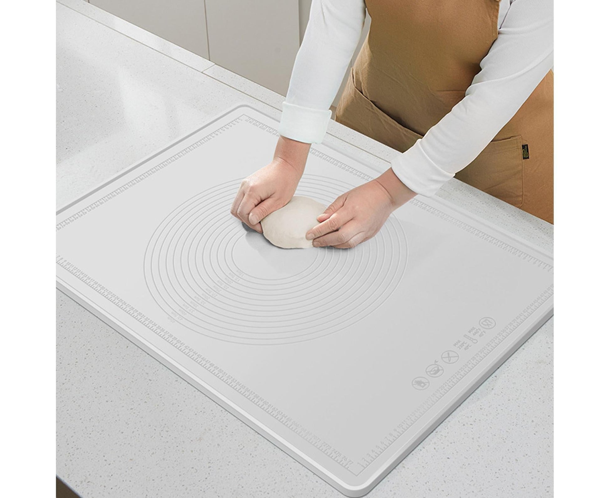 Pastry Mat Non-stick Silica Gel Dough Rolling Mat-White S V1263-JX-346