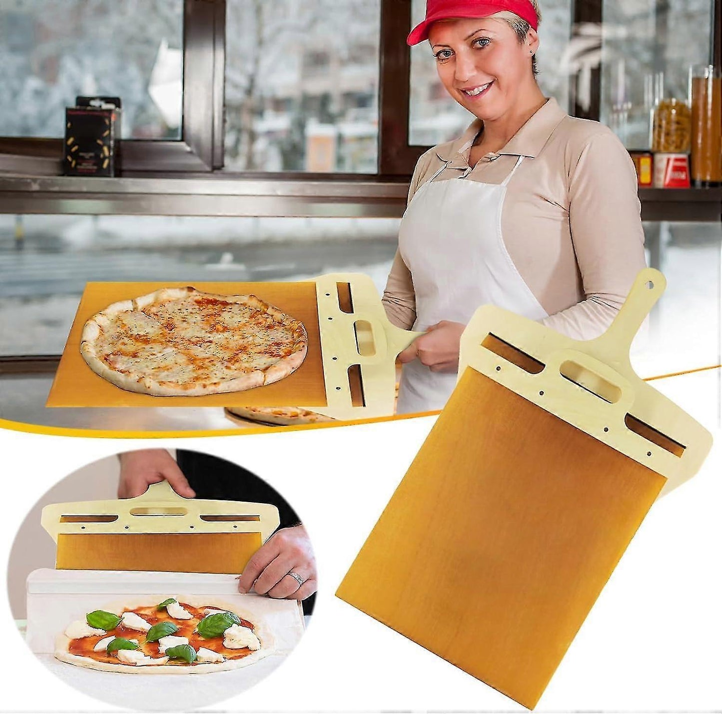 Sliding Pizza Peel - Paddle with Handle for Perfect Transfers V1263-JX-3462