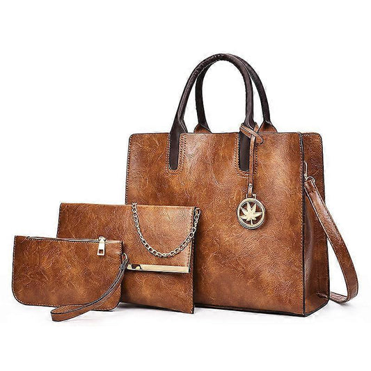 Leather Tote Bags 3-Piece Set Women's Tote + Shoulder Strap + Coin Purse V1263-JX-3477