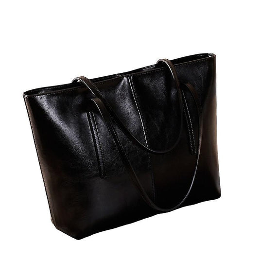 Women's Leather Tote Bag Cowhide Shoulder Bag or Handbag - Black V1263-JX-3479