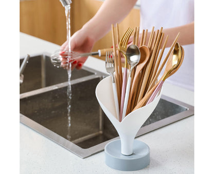 Storage Rack Creative Multifunctional Plastic Funnel Drain Chopstick Cage for Kitchen-White V1263-JX-348