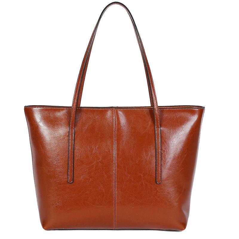 Women's Leather Tote Bag Cowhide Shoulder Bag or Handbag - Orange V1263-JX-3481