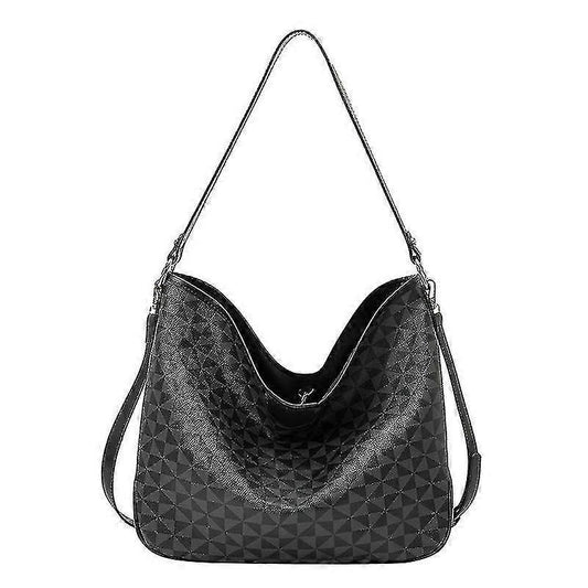 Women's Plaid Tote Bag PU Leather Shoulder Bag Underarm Bucket Bag with Wallet V1263-JX-3483