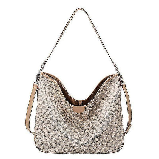 Women's Plaid Tote Bag PU Leather Shoulder Bag Underarm Bucket Bag with Wallet V1263-JX-3484