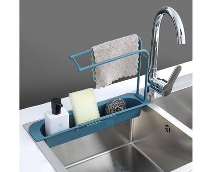 Sink Drain Tray Plastic Quick Drainage Storage Rack-Blue V1263-JX-349