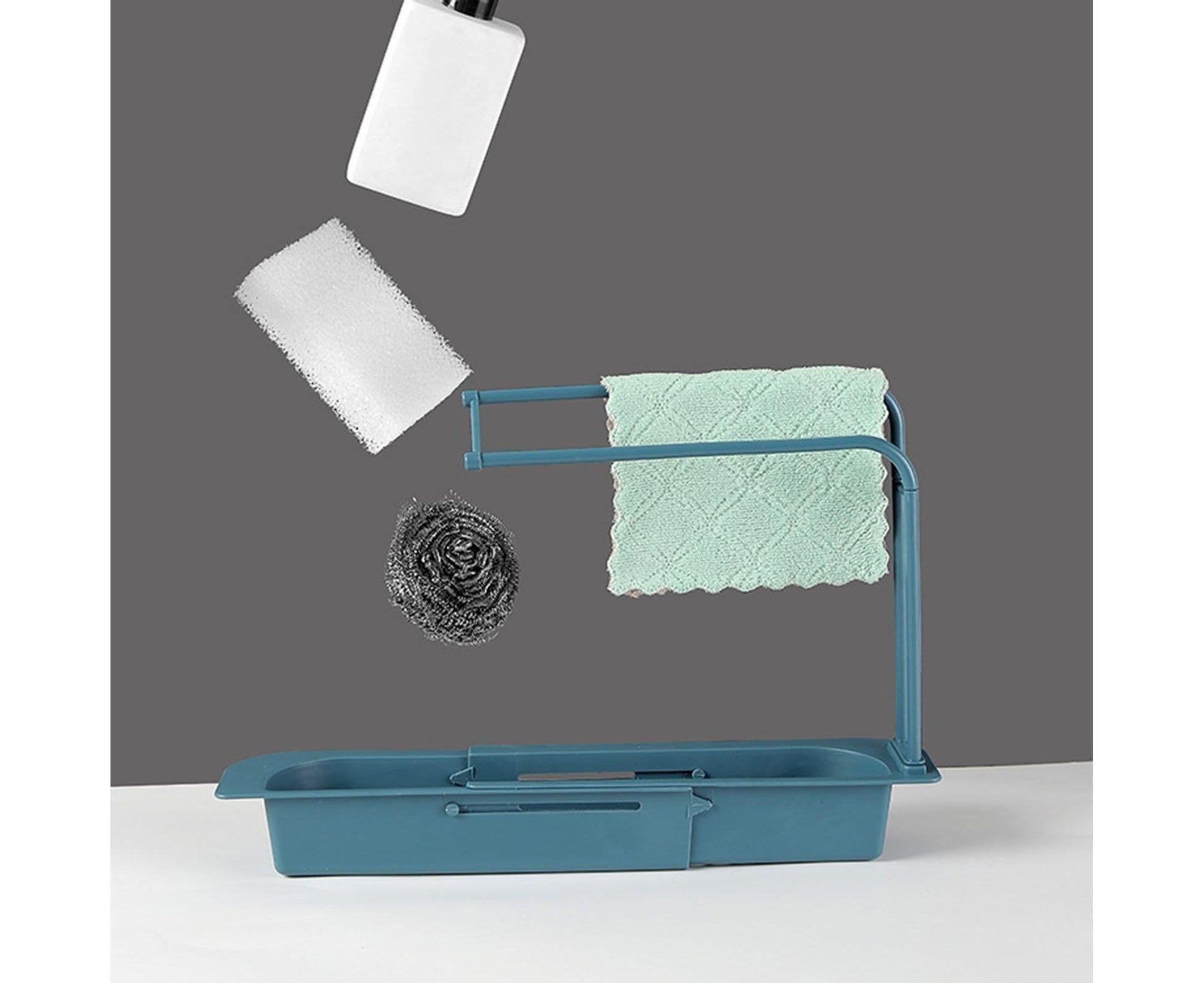 Sink Drain Tray Plastic Quick Drainage Storage Rack-Blue V1263-JX-349