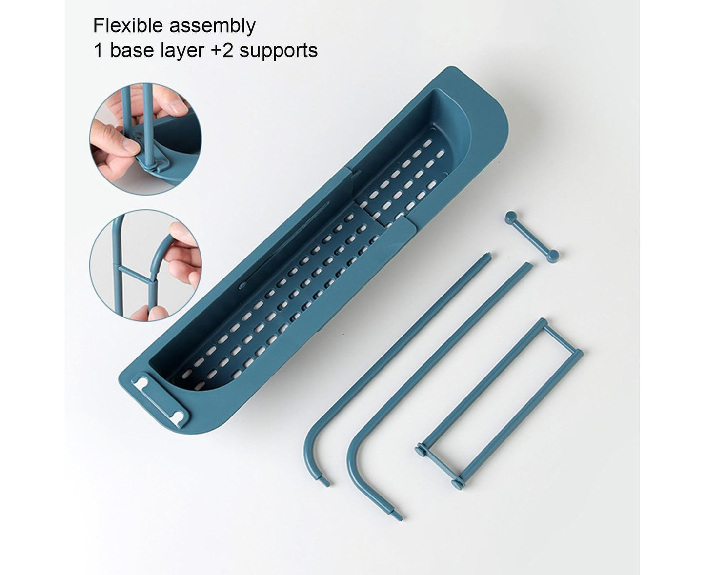 Sink Drain Tray Plastic Quick Drainage Storage Rack-Blue V1263-JX-349