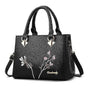 Flower Embroidery Women's Shoulder Bag PU Leather Tote V1263-JX-3490